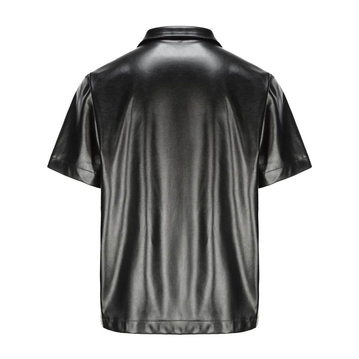 Men's Casual Oversized Leather Jacket - Short Sleeved Fashion Top - Buy Center US