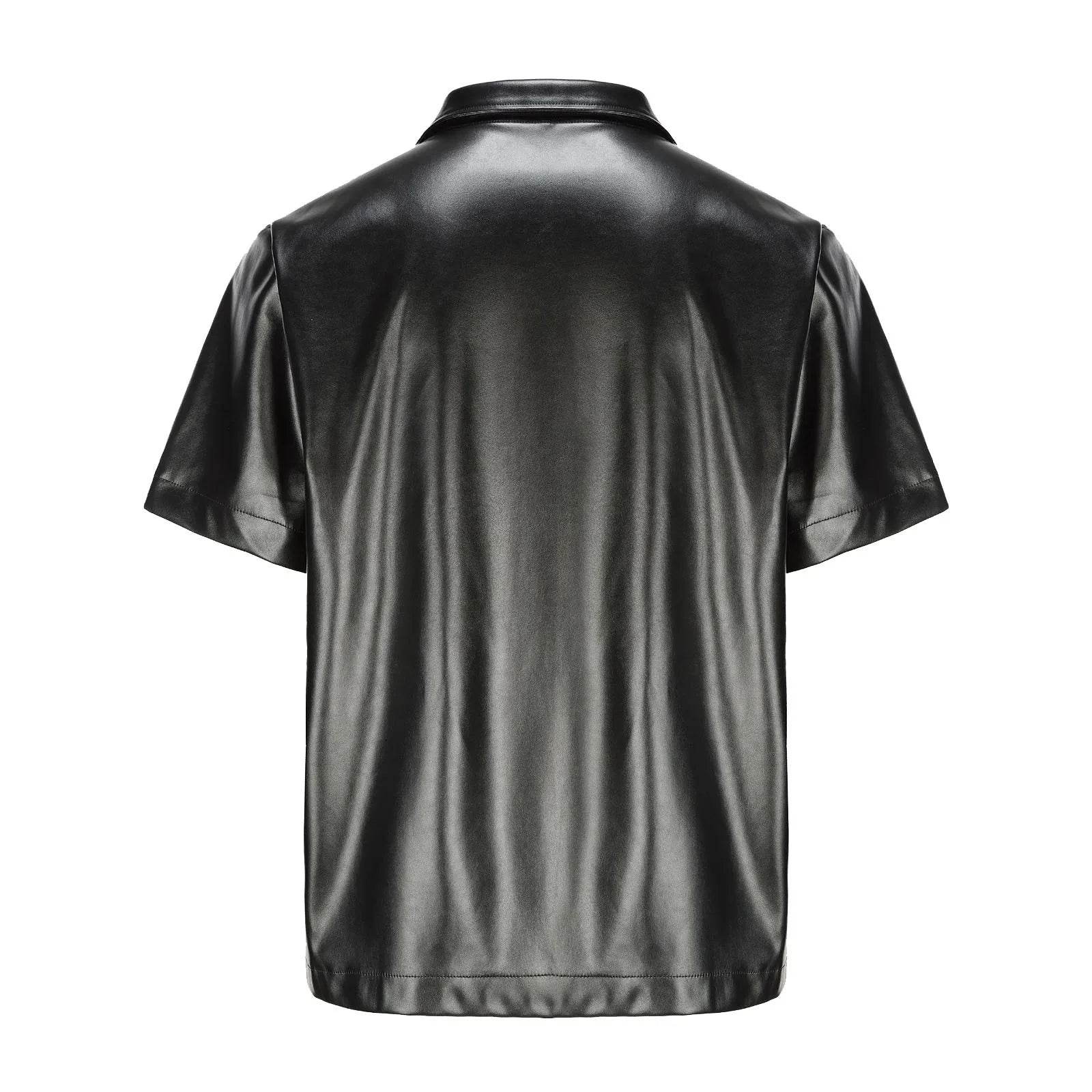 Men's Casual Oversized Leather Jacket - Short Sleeved Fashion Top - Buy Center US