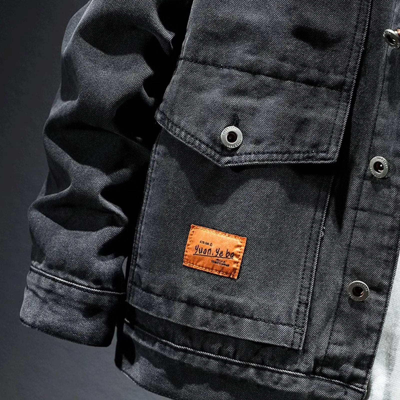 MUQGEW Men's Retro Denim Jacket - Casual Loose Fit Outerwear for Spring - Buy Center US