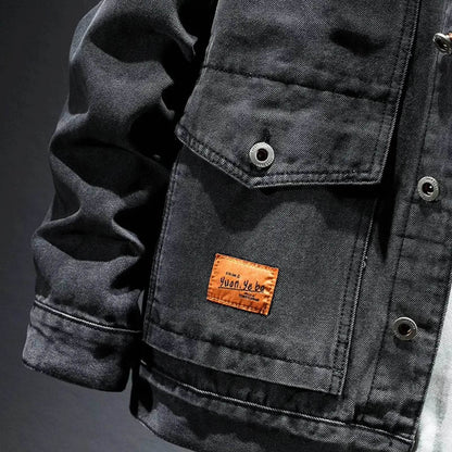 MUQGEW Men's Retro Denim Jacket - Casual Loose Fit Outerwear for Spring - Buy Center US