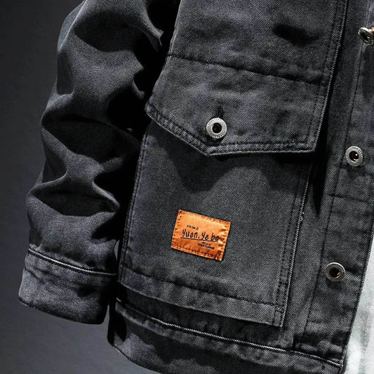 MUQGEW Men's Retro Denim Jacket - Casual Loose Fit Outerwear for Spring - Buy Center US