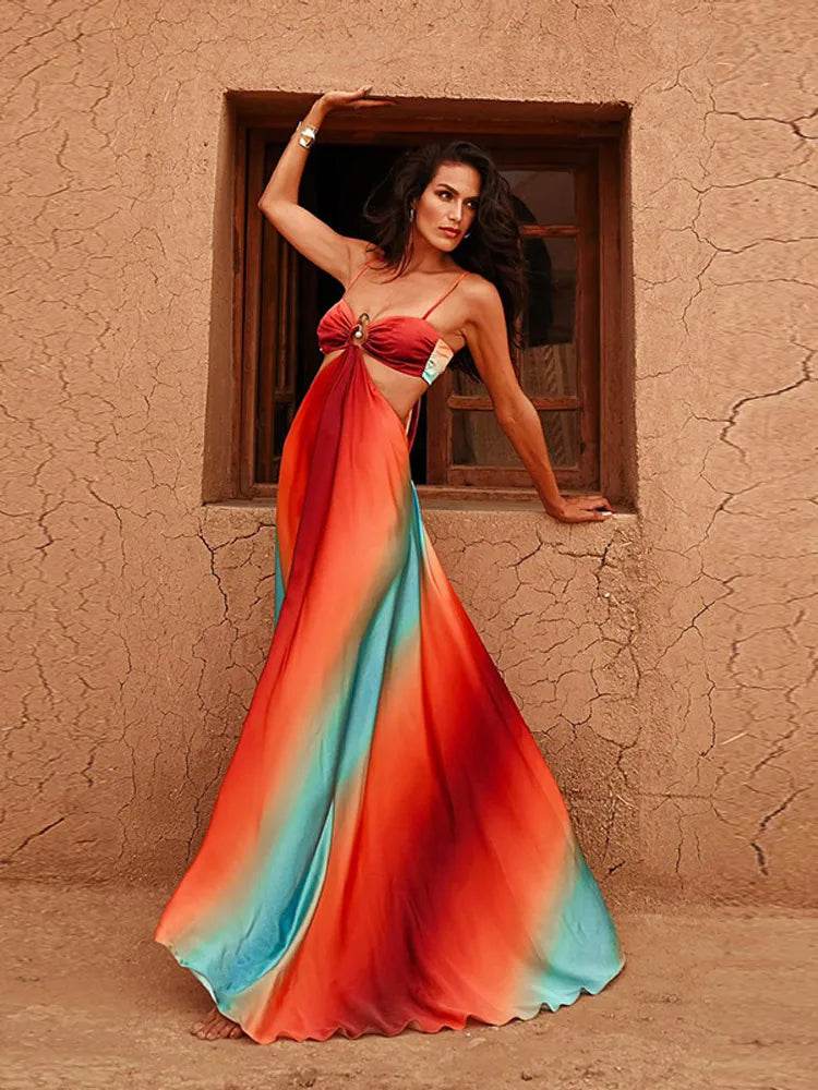 Beainmmry Sexy Hollow Maxi Dress - Off Shoulder Backless Chic Wear - Buy Center US