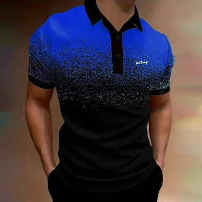 Men's Summer Short Sleeve Polo Shirt - Gradient Color Slim Fit Golf Style - Buy Center US