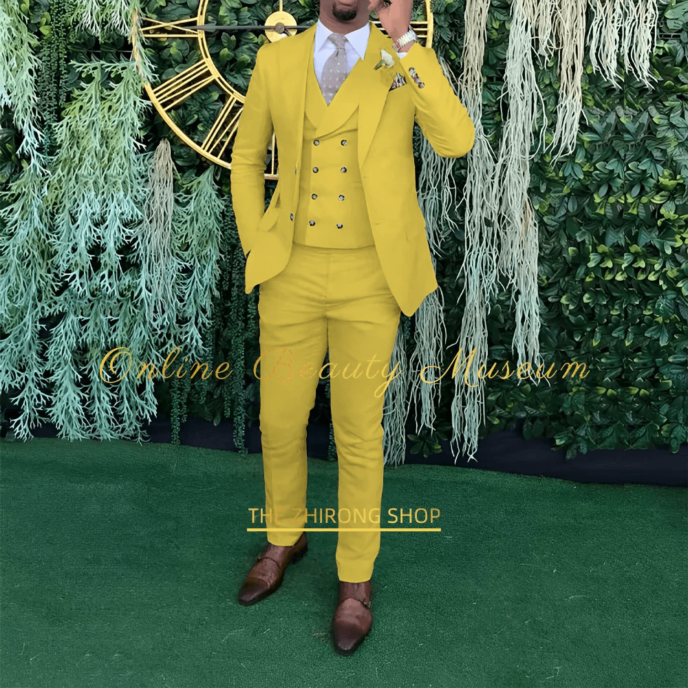Men's 3-Piece Wedding Suit - Elegant Single-Breasted Jacket & Trousers - Buy Center US
