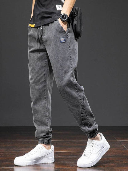 Anbican Men's Black Blue Cargo Jeans - Casual Harem Jogger Pants - Buy Center US