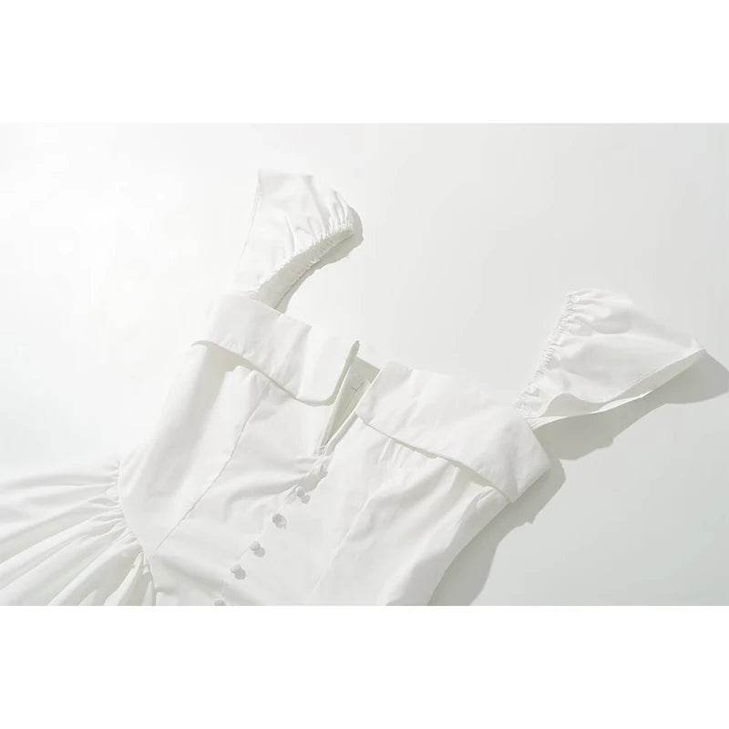 YENKYE White Mini Dress - Women’s Fit and Flare Summer Party Style - Buy Center US
