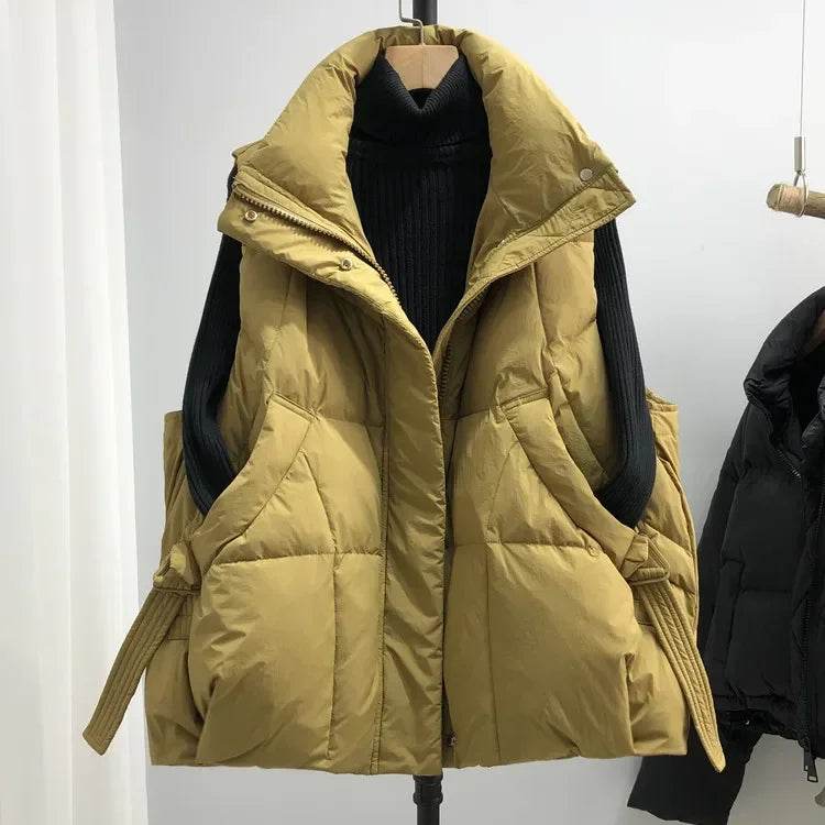 Women's Duck Down Vest - Thick Warm Sleeveless Parka for Winter Style - Buy Center US