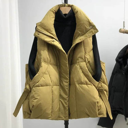 Women's Duck Down Vest - Thick Warm Sleeveless Parka for Winter Style - Buy Center US