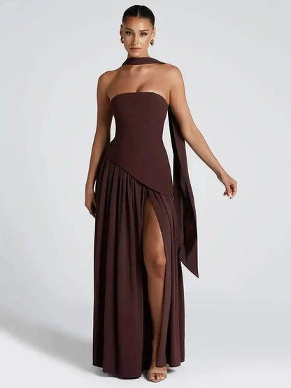 Mozision Strapless Off-Shoulder Maxi Dress - Sexy Club Party Gown - Buy Center US