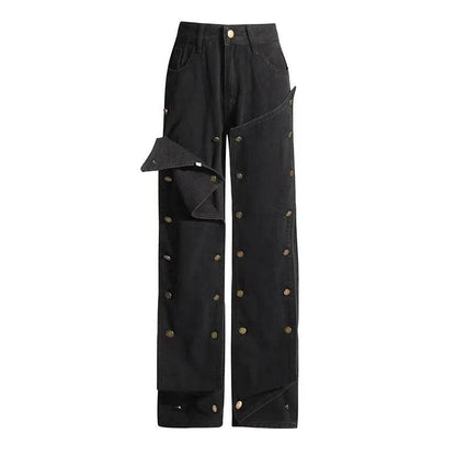 High Street Women’s Wide Leg Denim Pants - Cargo Cutout Style - Buy Center US