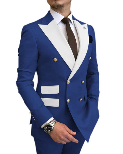 Elegant Light Blue Smoking Jacket & Pants Set for Men - Gold Buttons Tuxedo - Buy Center US