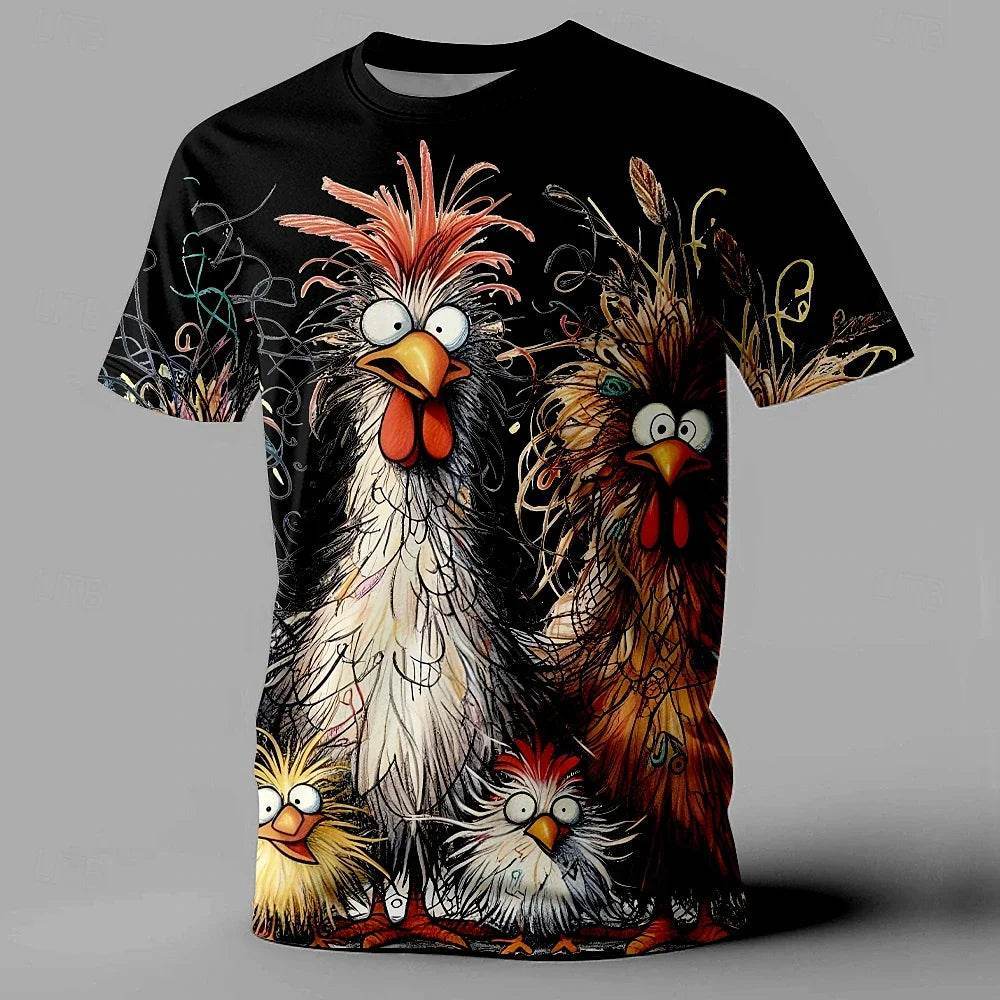 Funny Men's Oversized T-Shirt with Animal Chicken Print - Casual Summer Tee - Buy Center US