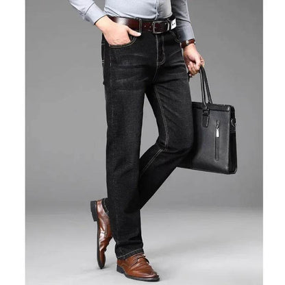 Men's Summer Lightweight Blue Jeans - Slimming Loose Fit Casual Trousers - Buy Center US