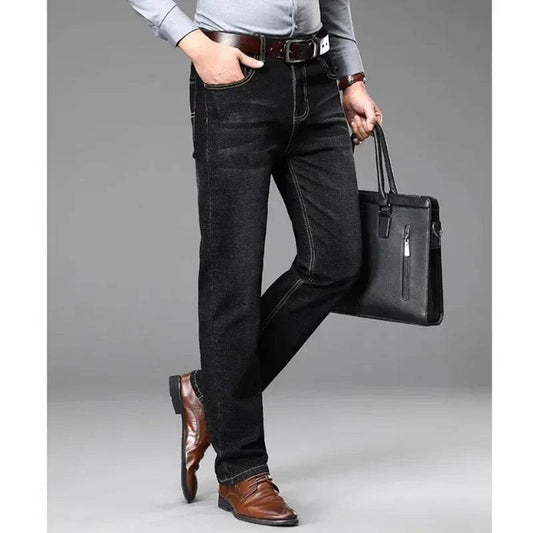 Men's Summer Lightweight Blue Jeans - Slimming Loose Fit Casual Trousers - Buy Center US