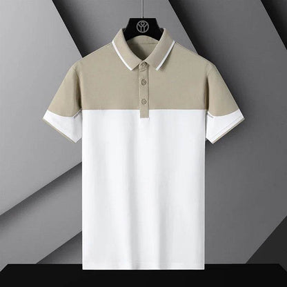 Korea Style 2023 Men's Polo Shirt - Breathable Patchwork Short Sleeve Tops - Buy Center US