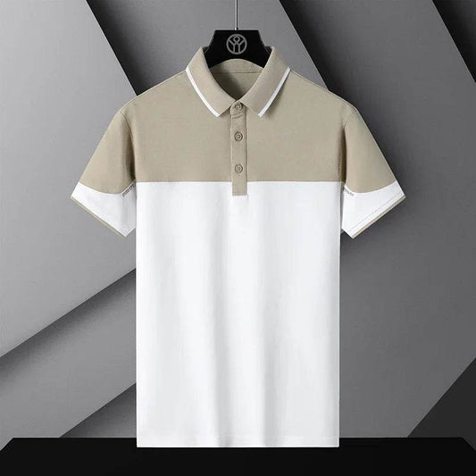 Korea Style 2023 Men's Polo Shirt - Breathable Patchwork Short Sleeve Tops - Buy Center US
