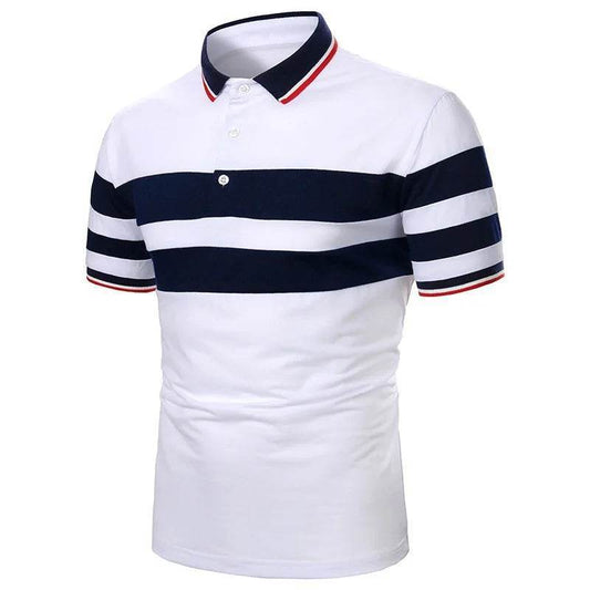 Casual Men's Polo Shirt - Short Sleeve Color Matching Top for Summer - Buy Center US
