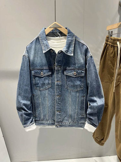 SELAITAILYE Men's Blue Denim Jacket - Casual Lapel Collar for Spring & Autumn - Buy Center US