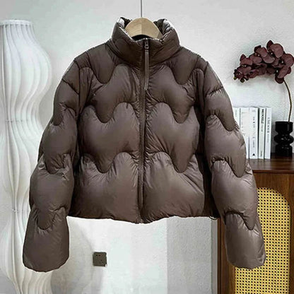 Women's Short Puffer Jacket 2025 - 90% White Duck Down, Casual Style - Buy Center US