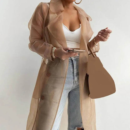 SANWOOD Women's Mesh Jacket - Puff Sleeve Long Summer Coat - Buy Center US
