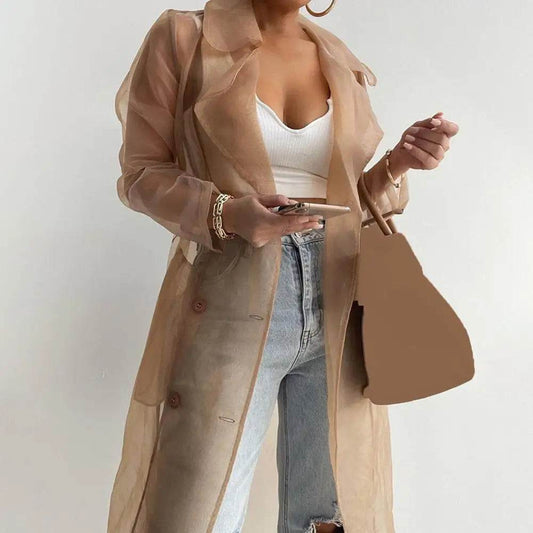 SANWOOD Women's Mesh Jacket - Puff Sleeve Long Summer Coat - Buy Center US