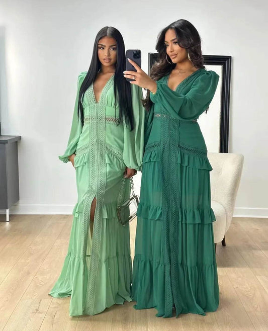 Elegant Women’s Long Sleeved Ruffle Dress - Stylish Party Wear - Buy Center US