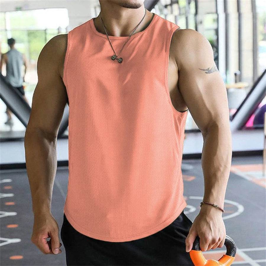 Men's Quick-Dry Tank Tops - Breathable Polyester Mesh for Fitness - Buy Center US