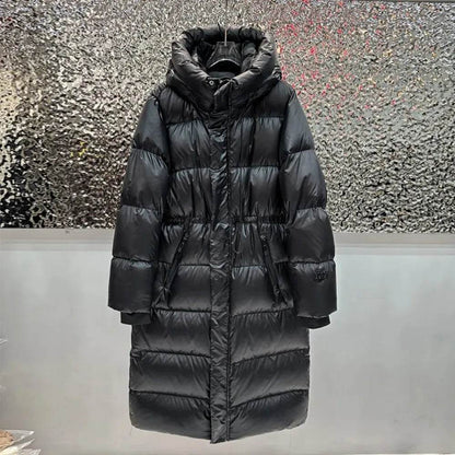 2025 Women's Extra Long Puffer Jacket - 90% White Duck Down Warmth - Buy Center US
