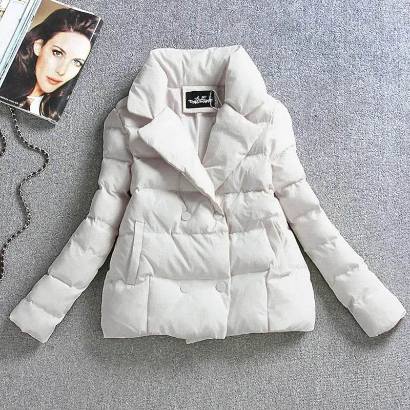 Women’s Short Down Cotton Jacket - Slim Fit, Double-Breasted Design - Buy Center US