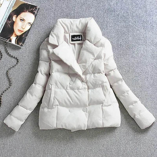 Women’s Short Down Cotton Jacket - Slim Fit, Double-Breasted Design - Buy Center US