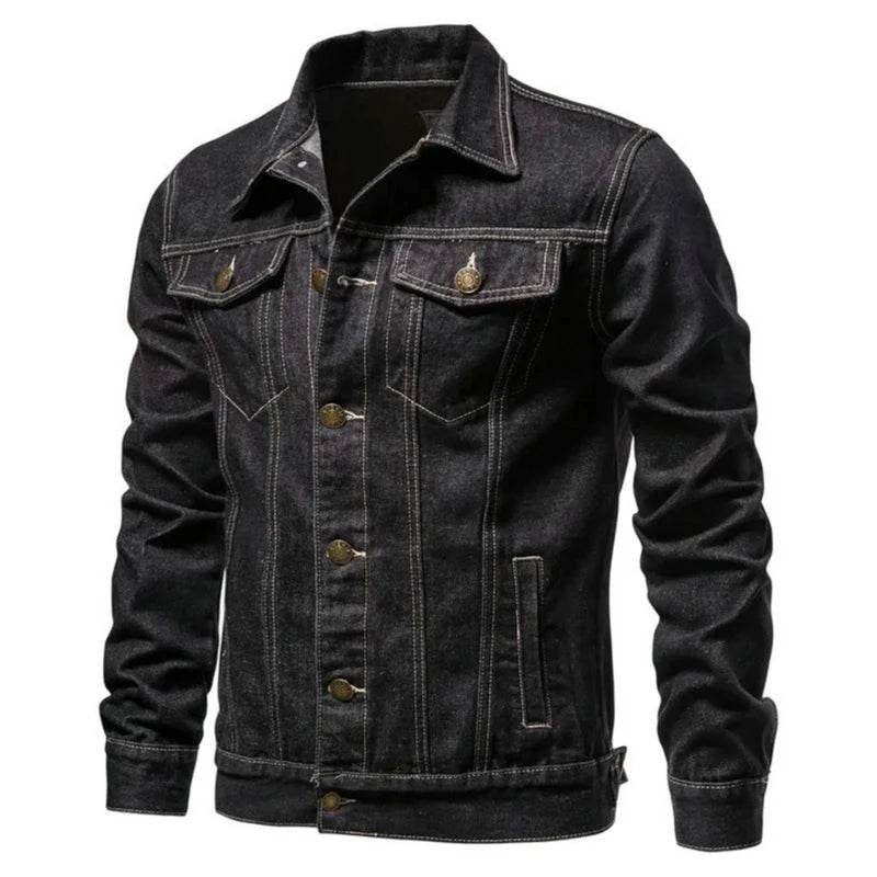 MISNIKI Men's Casual Jeans Jacket - Versatile Solid Color Outerwear - Buy Center US