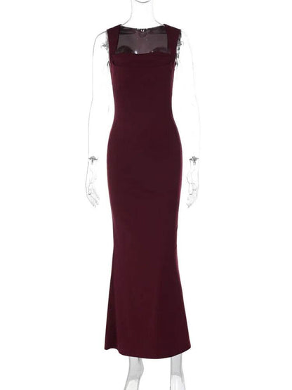 Mozision Square Collar Maxi Dress - Sexy Sleeveless High Waist Style - Buy Center US