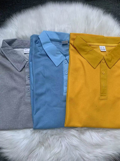 Men's Breathable Summer Polo T-Shirt - Classic Solid Color Top - Buy Center US