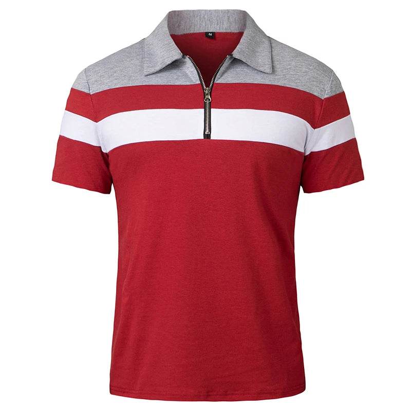 ReFire Gear Men's Casual Summer Polo - 1/4 Zip, Contrast Striped Style - Buy Center US