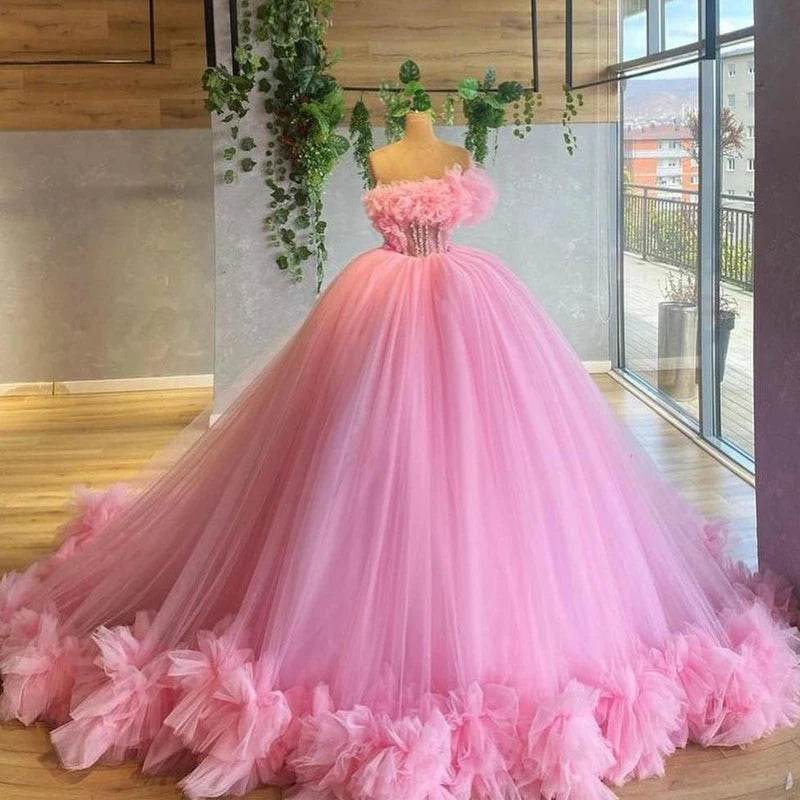Angelsbridep Pink Off-Shoulder Ball Gown - Quinceanera & Sweet 16 - Buy Center US