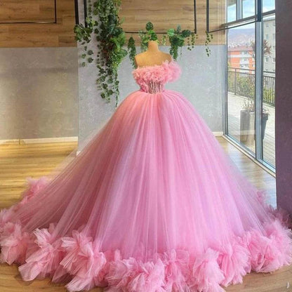 Angelsbridep Pink Off-Shoulder Ball Gown - Quinceanera & Sweet 16 - Buy Center US