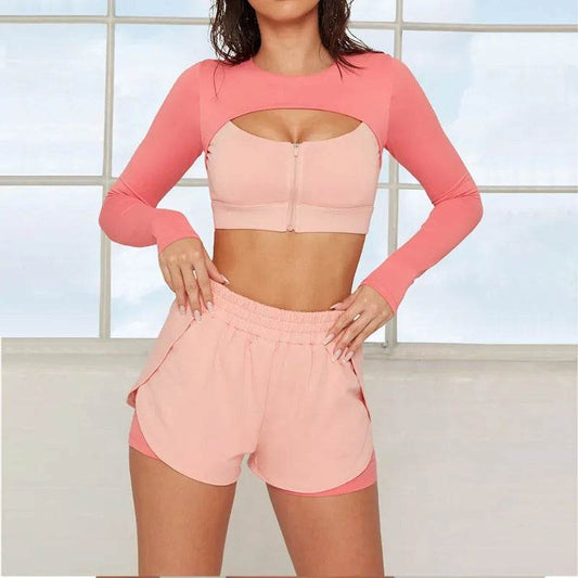 American Fashion Long-Sleeved Yoga Set - Color Collision Design - Buy Center US