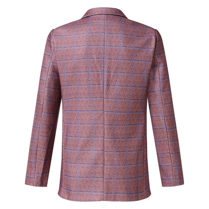2024 New Men’s Plaid Blazer Jacket - Slim Fit, Long Sleeve Formal Coat - Buy Center US
