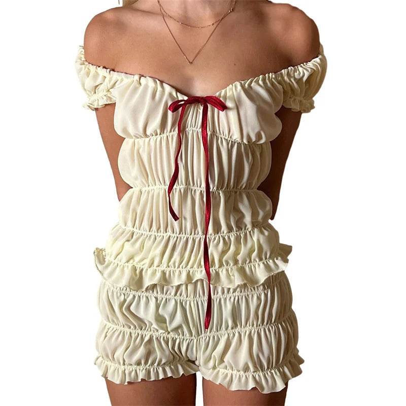 Xingqing Women's Y2K 2-Piece Outfit - Ruched Top & Plaid Shorts - Buy Center US