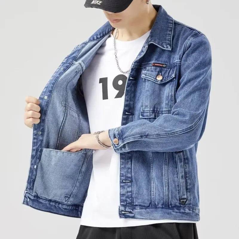 Hip-Hop Men's Denim Jacket - Casual Cotton Slim Fit Cowboy Style Coat - Buy Center US