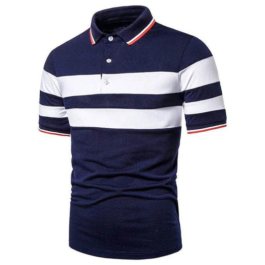 Casual Men's Polo Shirt - Short Sleeve Color Matching Top for Summer - Buy Center US