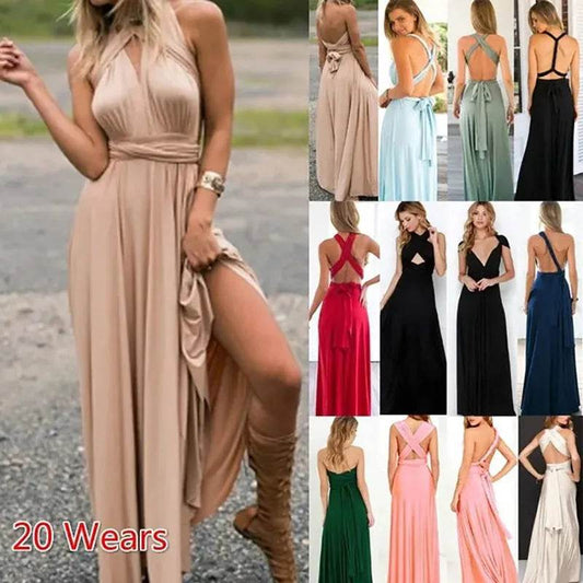 Bohemian V-Neck Maxi Dress - Sexy Sleeveless Summer Gown for Women - Buy Center US