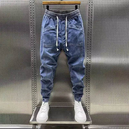 2024 Spring Autumn Men's Loose Drawstring Denim Jeans for Casual Wear - Buy Center US