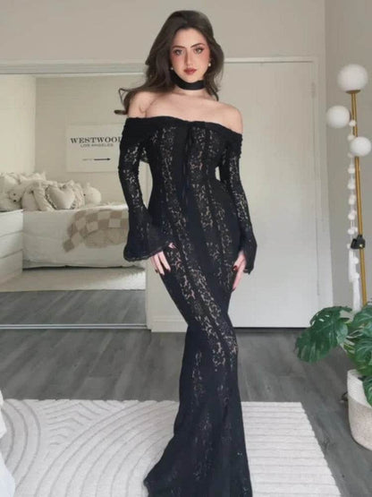 Women's Lace Up Flared Maxi Dress - Elegant Summer Beach Outfit - Buy Center US