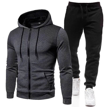 Stylish Zipper Hooded Tracksuit for Men - Casual Fitness Jogging Set - Buy Center US