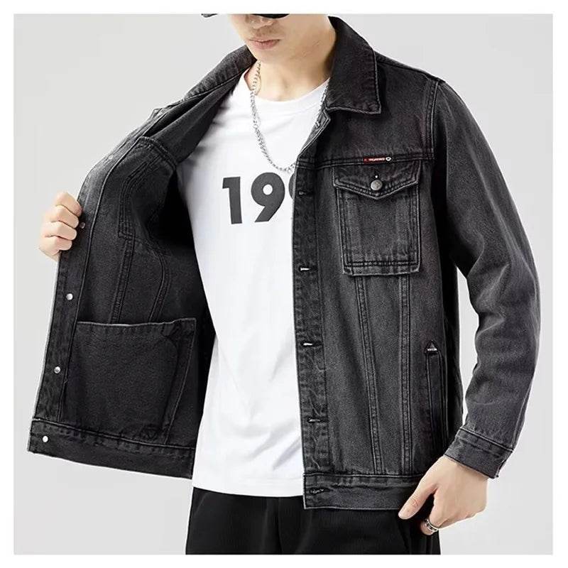 Hip-Hop Men's Denim Jacket - Casual Cotton Slim Fit Cowboy Style Coat - Buy Center US