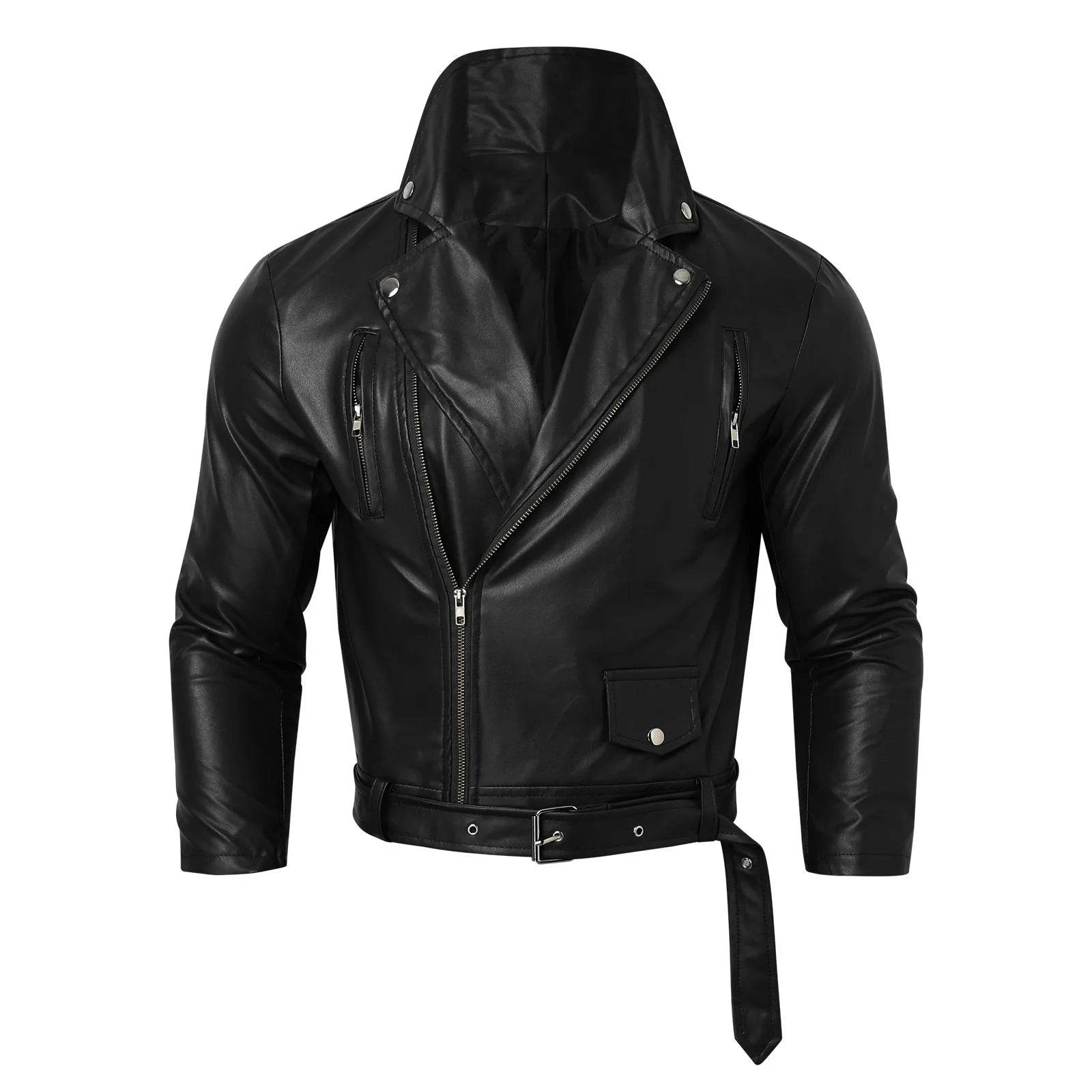 WHooHoo Men's PU Leather Motorcycle Jacket - Stylish Windproof Outwear - Buy Center US