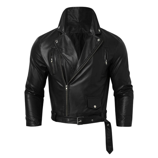 WHooHoo Men's PU Leather Motorcycle Jacket - Stylish Windproof Outwear - Buy Center US