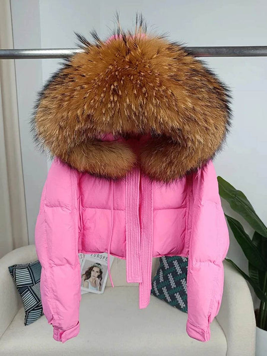 Stylish Women's Winter Jacket - Detachable Fox Fur Hooded Outerwear - Buy Center US