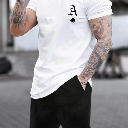 Men's Summer A-line Poker Pattern T-Shirt - Breathable Casual Cotton Tee - Buy Center US